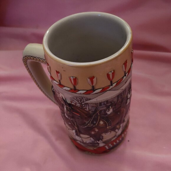 Vintage Budweiser 1986 B Series Christmas Clydesdale Ceramic Beer Stein Mug - Picture 3 of 5